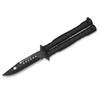 Balisong Drugelio Peilis K25 02131 Juodas 440 Nerūdijančio Plieno Clip Point Ašmenys Aliuminio Rankenos