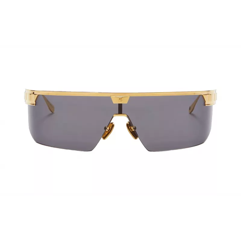 BALMAIN Unisex Akiniai Nuo Saulės BPS-147A-142 Juodi Acetato Kvadratiniai Rėmeliai Pilki Nailono Lęšiai 43/27/147 mm