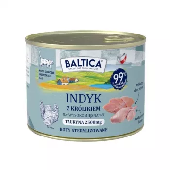 BALTICA Smaki Regionów Suaugusių kačių šlapias maistas su kalakutiena ir triušiena 185g skardinė