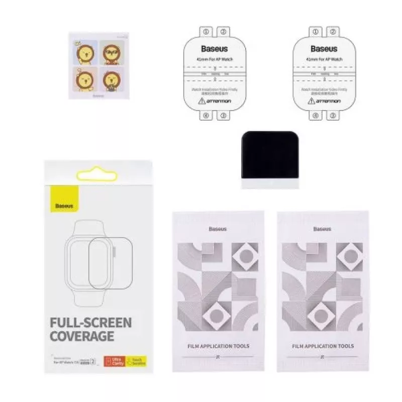 Baseus 41mm NanoCrystal apsauginė plėvelė Apple Watch 7/8/9, 2 vnt., skaidri