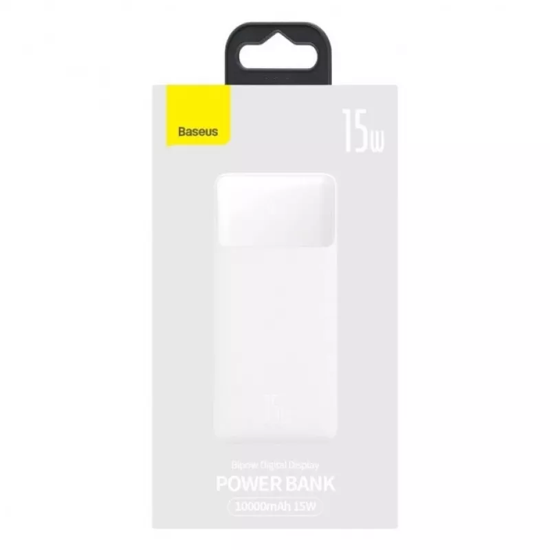 Baseus Bipow Powerbank su Ekranu 10000mAh 15W (Overseas Edition) Baltas