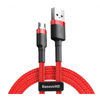 Baseus Cafule Laidas Durable Nylon Braided Wire USB / Micro USB QC3.0 2.4A 1M Raudonas