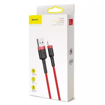 Baseus Cafule Lightning kabelis 2A 3m Raudonas/Juodas (CALKLF-R09)