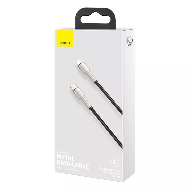 Baseus Cafule Series Metal USB-C to Lightning kabelis PD 20W 1m Juodas