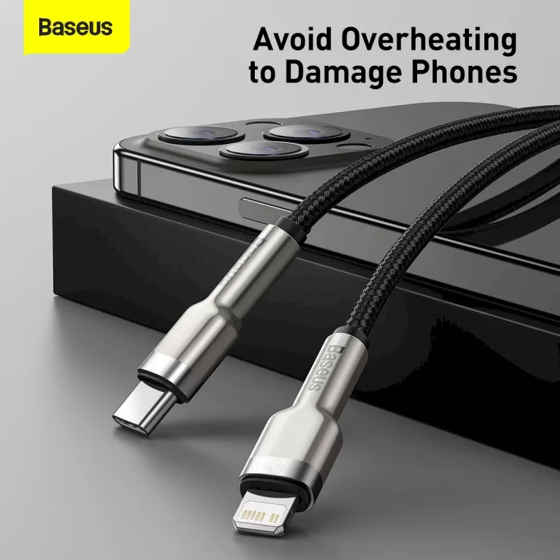 Baseus Cafule Series Metal USB-C to Lightning kabelis PD 20W 1m Juodas