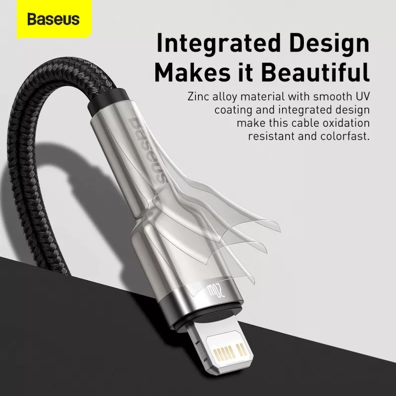 Baseus Cafule Series Metal USB-C to Lightning kabelis PD 20W 1m Juodas