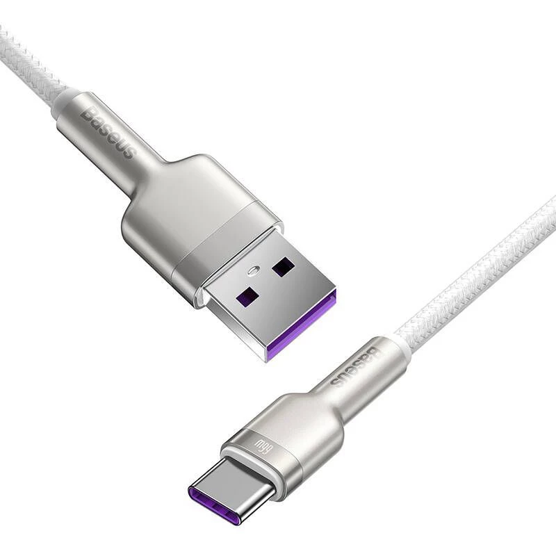 Baseus Cafule USB-A – USB-C laidas, 66W, 1m, baltas