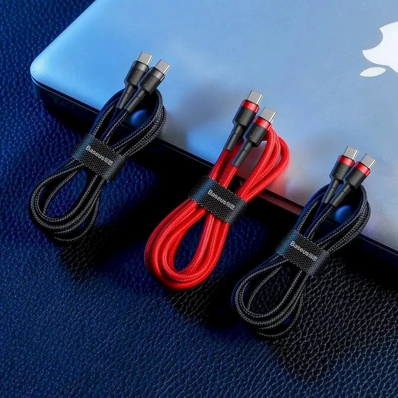 Baseus Cafule USB-C į USB-C PD 2.0 60W Flash Charging Cable, 2m, Raudona (CATKLF-H09)