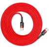Baseus Cafule USB-C į USB-C PD 2.0 60W Flash Charging Cable, 2m, Raudona (CATKLF-H09)