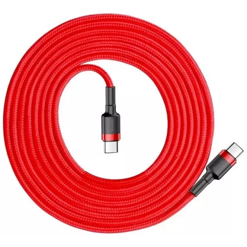Baseus Cafule USB-C į USB-C PD 2.0 60W Flash Charging Cable, 2m, Raudona (CATKLF-H09)