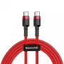 Baseus Cafule USB-C į USB-C PD 2.0 60W Flash Charging Cable, 2m, Raudona (CATKLF-H09)