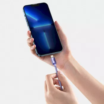 Baseus Crystal Shine Series USB-C į Lightning greito įkrovimo duomenų laidas 20W 1,2m Violetinė (CAJY000205)