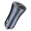 Baseus Golden Contactor Pro Dual Quick Car Charger 40W USB-C + USB-A PD 3.0 QC 4+ SCP FCP AFC su Type-C į Lightning kabeliu 1m Juoda Tamsiai Pilka