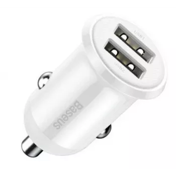 Baseus Grain Pro automobilinis įkroviklis 2x USB 4,8A baltas