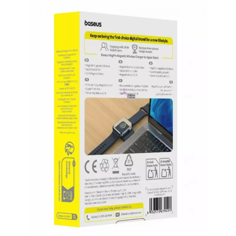 Baseus MagPro belaidis indukcinis įkroviklis, skirtas Apple Watch, 2,5W, juodas