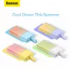 Baseus Popsicle 5200mAh 20W Power Bank su integruotu Lightning laidu ir baltu Baseus Simple USB-C į USB-C 60W 30cm laidu - Geltona-Rožinė