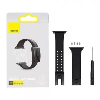 Baseus Slip-Thru dirželis apyrankei, skirtas Apple Watch 3/4/5/6/SE 38mm/40mm, juodas (LBWSE-01)