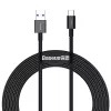 Baseus Superior Series USB-A į USB-C greito įkrovimo ir duomenų kabelis, 66W (11V/6A), 2m, juodas (CATYS-A01)
