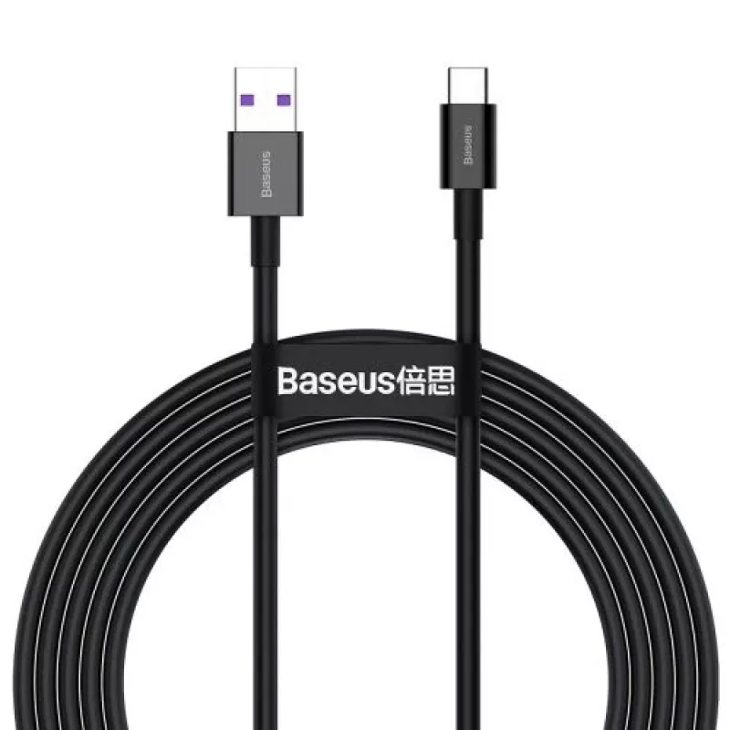 Baseus Superior Series USB-A į USB-C greito įkrovimo ir duomenų kabelis, 66W (11V/6A), 2m, juodas (CATYS-A01)