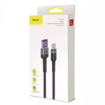 Baseus Type-C Cafule SuperCharge 40W PD 3.0 QC 3.0 1m Gray/Black USB-C to USB-C laidas (CATKLF-PG1)