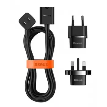 Baseus Universal PowerCombo ilginimo laidas su mini rozetėmis 1m juodas (EU ir UK adapteriai)