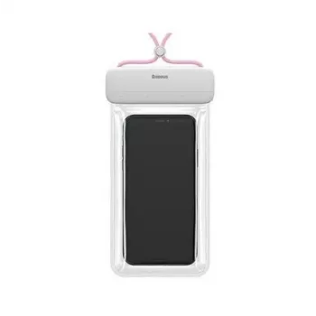Baseus Waterproof Phone Case LET Baltas Rožinis - IPX8 sausas krepšys 7,2 colio telefonams, lietimui ir kamerai, sukamasis užraktas, reguliuojamas dirželis