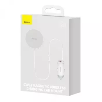 Baseus Belaidis Automobilinis Kroviklis su MagSafe 15W Laikikliu Oro Vėdinimo Angai + USB Type C 25W Baltas