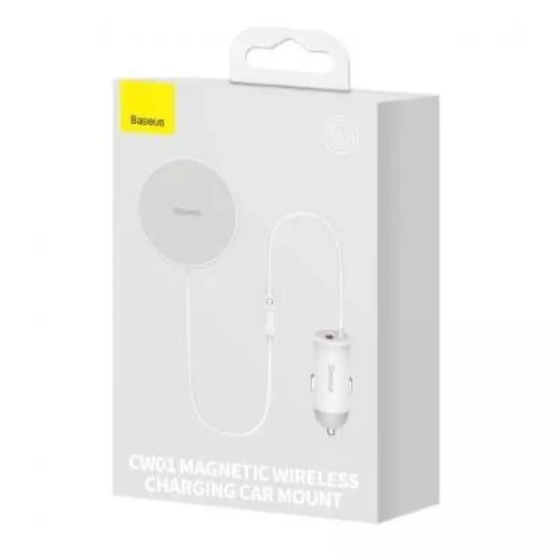 Baseus Belaidis Automobilinis Kroviklis su MagSafe 15W Laikikliu Oro Vėdinimo Angai + USB Type C 25W Baltas