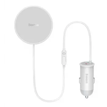 Baseus Belaidis Automobilinis Kroviklis su MagSafe 15W Laikikliu Oro Vėdinimo Angai + USB Type C 25W Baltas
