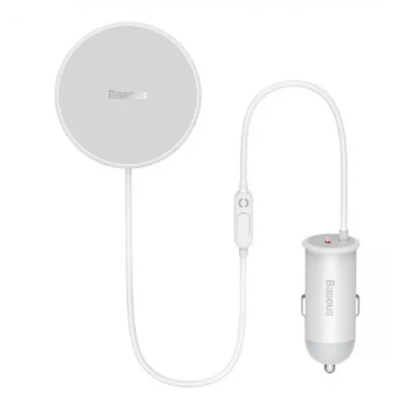 Baseus Belaidis Automobilinis Kroviklis su MagSafe 15W Laikikliu Oro Vėdinimo Angai + USB Type C 25W Baltas