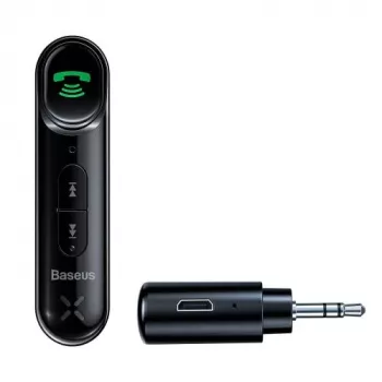 Baseus WXQY-01 Bluetooth 5.0 automobilinis AUX imtuvas su Micro USB įkrovimu – 10 m veikimo atstumas, 145 mAh, juodos spalvos