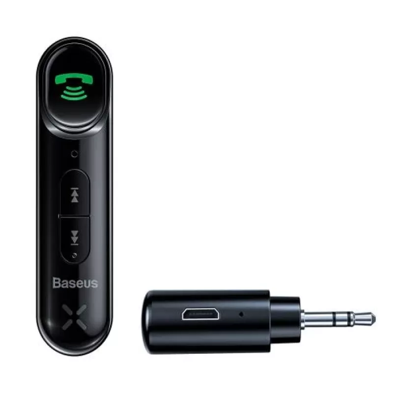 Baseus WXQY-01 Bluetooth 5.0 automobilinis AUX imtuvas su Micro USB įkrovimu – 10 m veikimo atstumas, 145 mAh, juodos spalvos