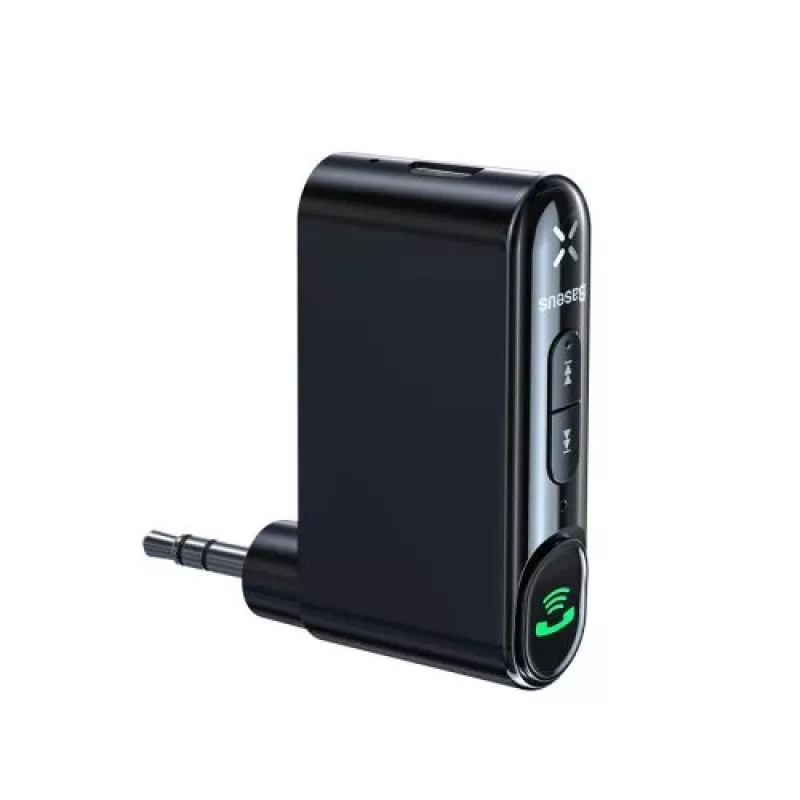 Baseus WXQY-01 Bluetooth 5.0 automobilinis AUX imtuvas su Micro USB įkrovimu – 10 m veikimo atstumas, 145 mAh, juodos spalvos