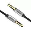 Baseus Yiven M30 3.5mm garso laidas (vyras–vyras) – 1 m, nailono pynė, auksu padengti lizdai, juoda/sidabrinė