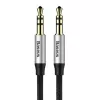 Baseus Yiven M30 3.5mm garso laidas (vyras–vyras) – 1 m, nailono pynė, auksu padengti lizdai, juoda/sidabrinė