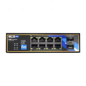 BCS BCS-B-ISP08G-2SFP pramoninis nevaldomas jungiklis, 8 prievadai Gigabit + 2 SFP, DIN bėgelis