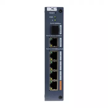BCS BCS-L-SP0401G-1SFP-M Pramoninis nevaldomas PoE+ jungiklis, 4x PoE+ RJ45 + 1x RJ45 + 1x SFP, 65W