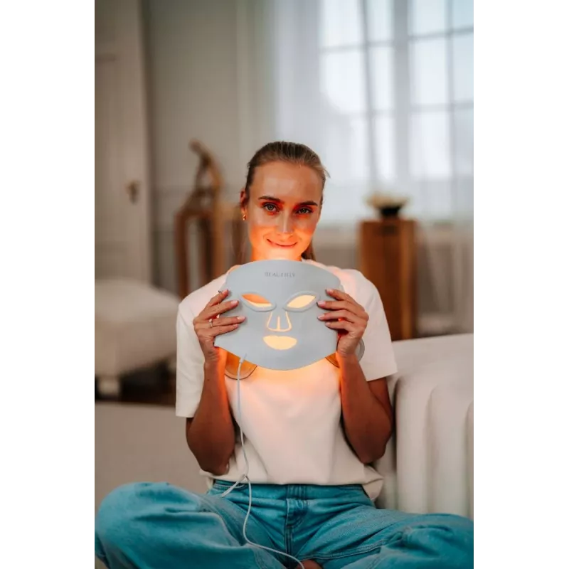 Beautifly AuraSkin Pro LED Light Therapy Face Mask - 7 spalvų, 192 diodai, įkraunama
