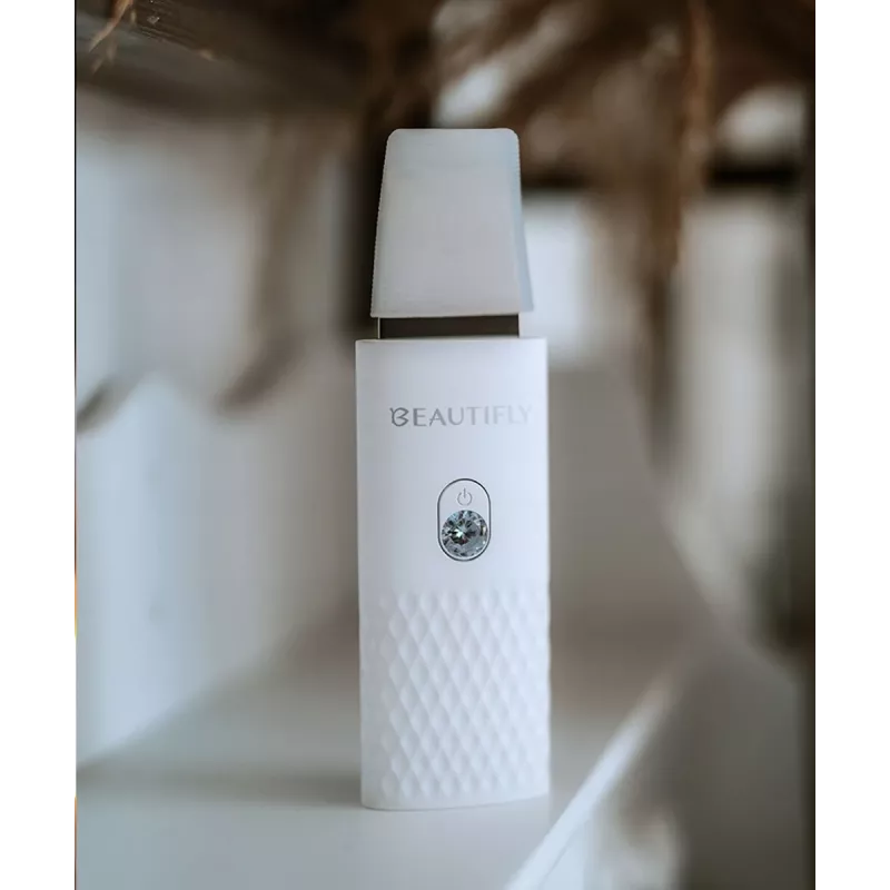 Beautifly Peeling Scrub Mini – Ultragarsinis kavitacinis veido valiklis su EMS mikro srove, balta su rožiniu auksu