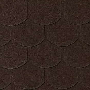 BEAVER Roof Shingle Brown 1 Pak. = 3,85 m² (24 gontai, po 0,16 m²) – Bituminė bebrų uodegos forma, armuota stiklo pluoštu, keraminės granulės, atspari UV ir orams