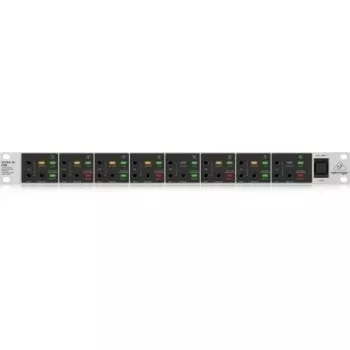 Behringer DI800 8 kanalų aktyvi DI dėžė su 1/4 inch TS / XLR kombinuotais įėjimais ir XLR išėjimais, juoda/sidabrinė