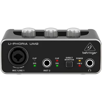 Behringer UM2 USB garso sąsaja su XENYX mikrofono preampu ir +48V fantominiu maitinimu