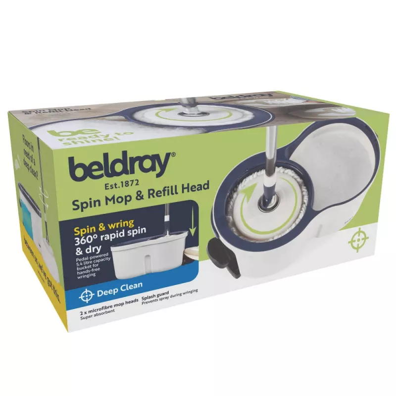 Beldray Spin Mop & Refill Head - Grey/Blue