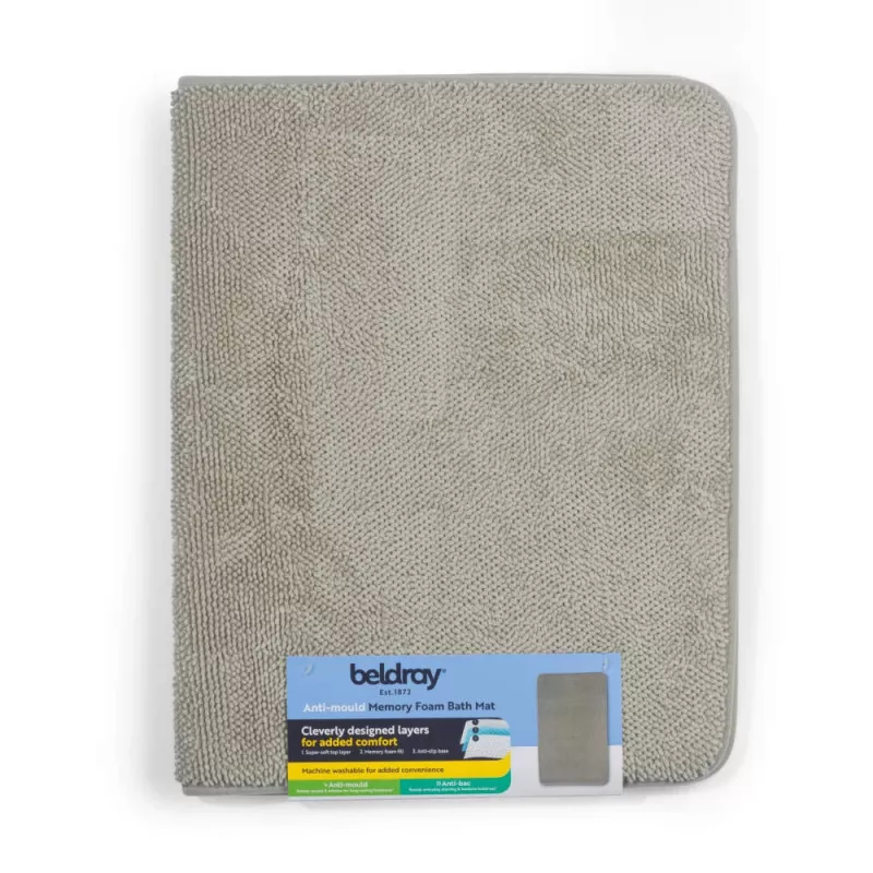 Beldray LA00000099NEU7 Anti-Mould Memory Foam Bath Mat 50 x 80 cm, Pilka