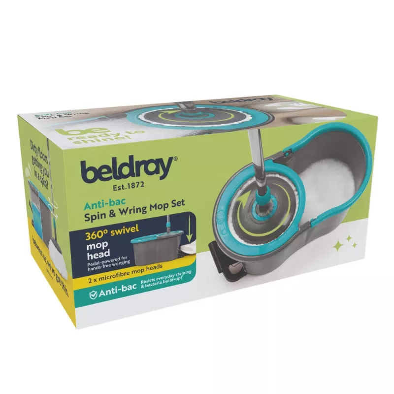 Beldray Anti-Bac Spin & Wring šluostės komplektas su gręžimo sistema