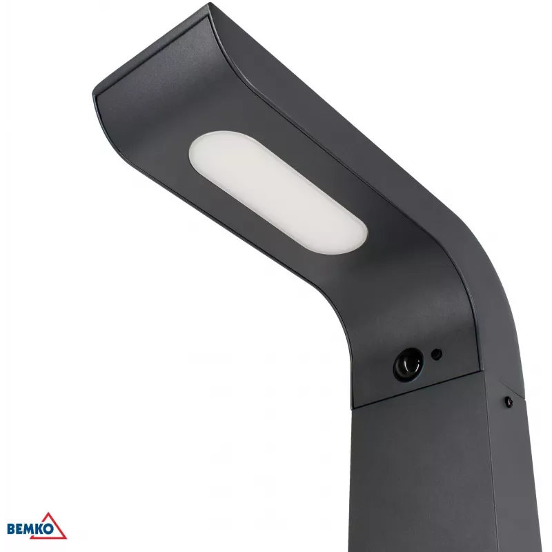 BEMKO SOLVEO Hybrid LED sodo prožektorius, 7W, 600lm, CCT 3000K/4000K/6500K, 80cm, IP65, tamsiai pilkas, PIR jutiklis