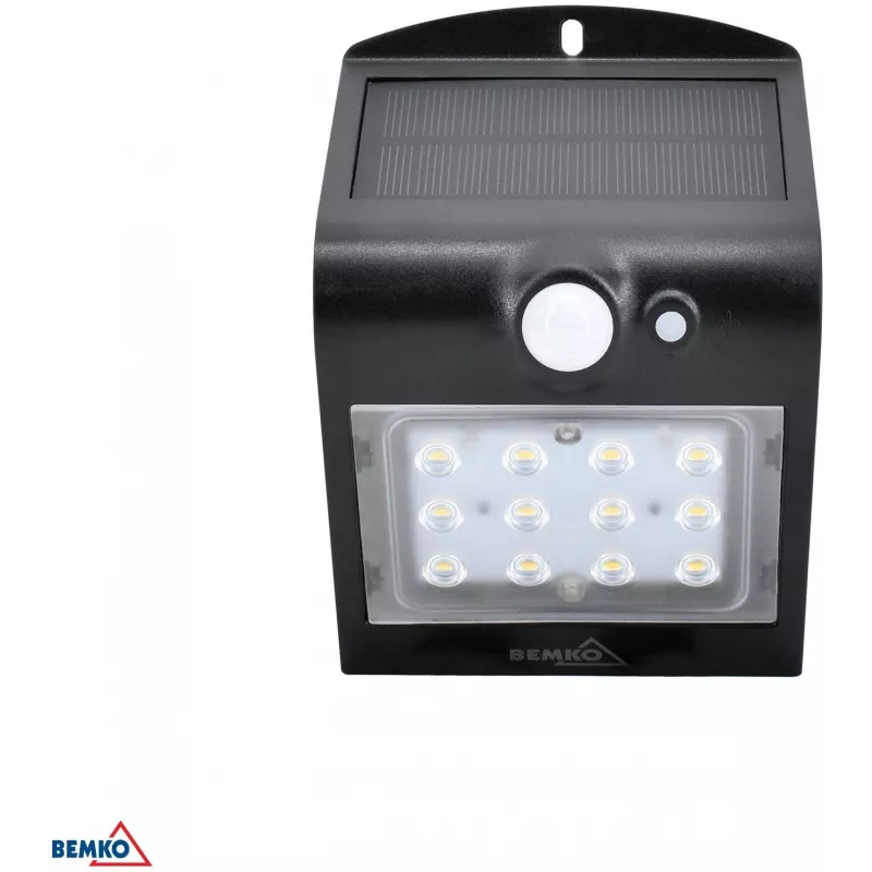BEMKO TRINGO saulės energija varomas LED prožektorius 1.5W 220lm 4000K IP65 juodas su PIR jutikliu C83-SOT-001BL-PIR
