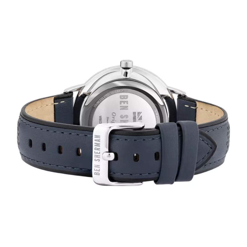 BEN SHERMAN vyriškas laikrodis WB038U 43mm juodas ciferblatas juodas dirbtinės odos dirželis
