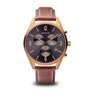 Bering Classic Vyriškas Laikrodis 10542-562 42mm Rudas Ciferblatas Ruda Nerūdijančio Plieno Tinklelis