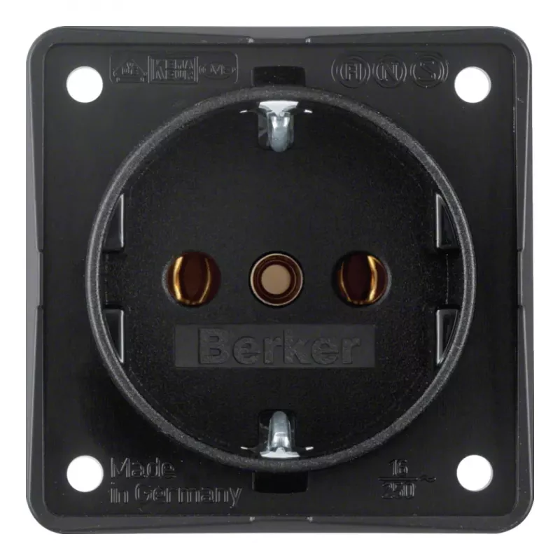 Berker 09418505 SCHUKO Kištukinis Lizdas Integro Modulis Matinė Juoda